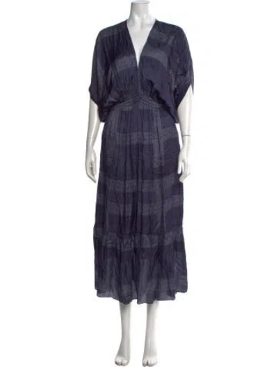 Pre-owned Lemlem Printed Long Dress In Blue