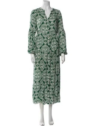 Pre-owned Lemlem Printed Long Dress In Green