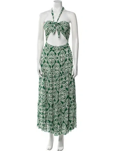 Pre-owned Lemlem Printed Long Dress W/ Tags In Green