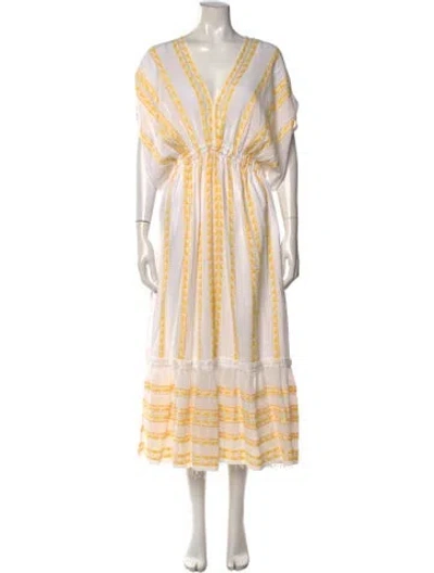 Pre-owned Lemlem Printed Long Dress W/ Tags In White