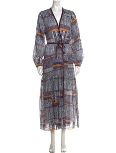 Pre-owned Lemlem Printed Long Dress W/ Tags In White