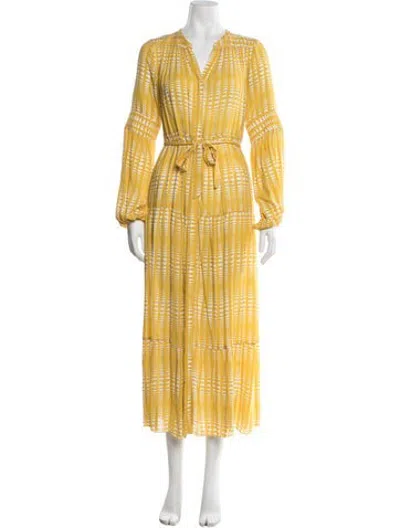 Pre-owned Lemlem Printed Long Dress In Yellow
