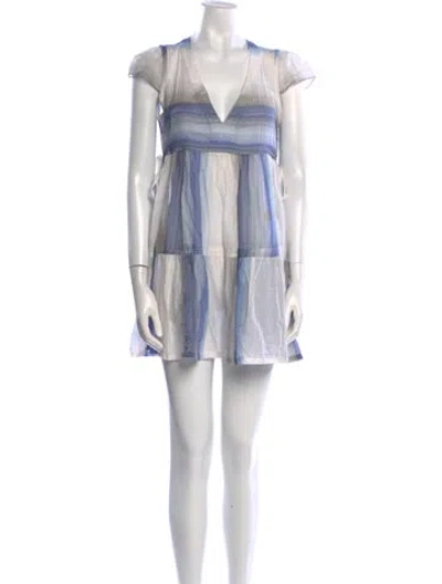 Pre-owned Lemlem Printed Mini Dress In Blue