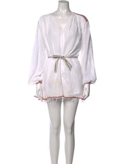 Pre-owned Lemlem Printed Mini Dress In White