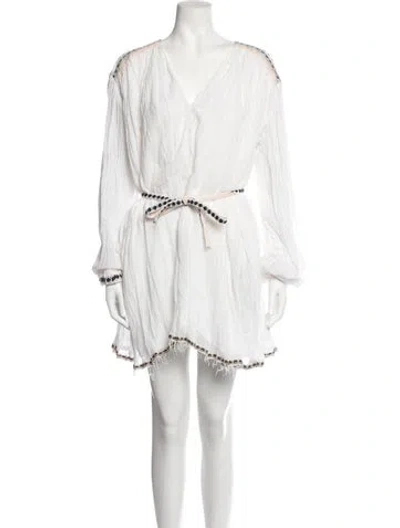 Pre-owned Lemlem Printed Mini Dress In White