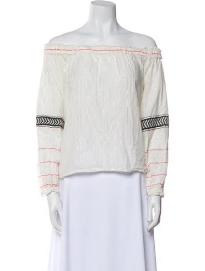 Pre-owned Lemlem Printed Off-the-shoulder Crop Top In Multi