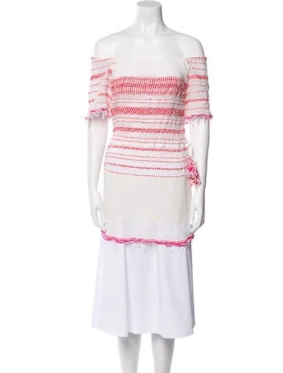 Pre-owned Lemlem Printed Off-the-shoulder Tunic In Pink