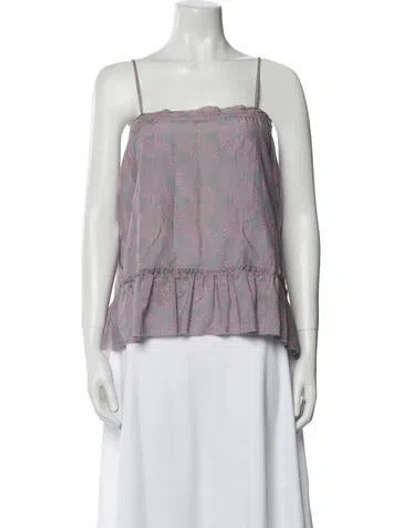 Pre-owned Lemlem Printed Square Neckline Top In Blue