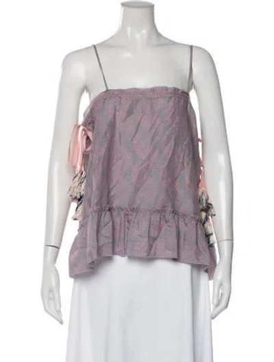 Pre-owned Lemlem Printed Square Neckline Top In Gray