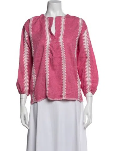 Pre-owned Lemlem Printed V-neck Top In Pink