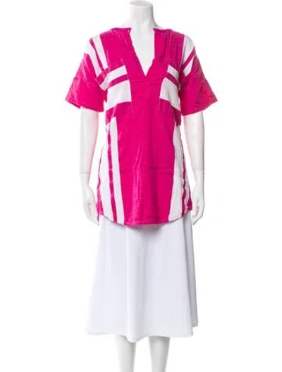 Pre-owned Lemlem Printed V-neck Tunic In Pink