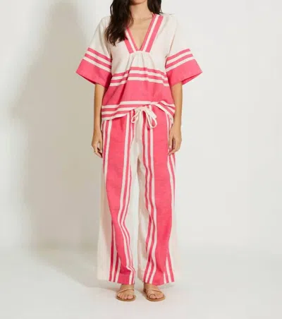 Lemlem Rita V Neck Top In Ayelu Fragaria In Pink