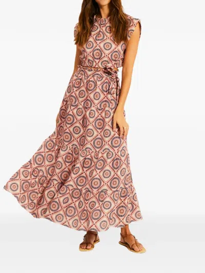 Lemlem Sanaa Geometric-patter Long Skirt In Pink
