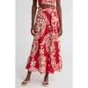 Lemlem Sanaa Belted Printed Linen Maxi Skirt In Niku Red