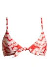 Lemlem Sara Tie Front Bikini Top In Niku Red