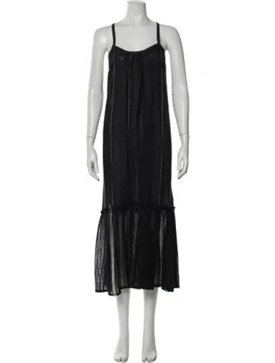 Pre-owned Lemlem Scoop Neck Long Dress In Black