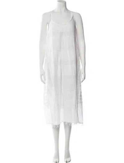Pre-owned Lemlem Scoop Neck Long Dress In White
