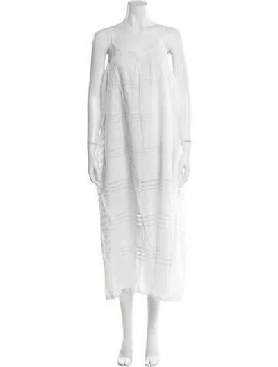 Pre-owned Lemlem Scoop Neck Long Dress In White