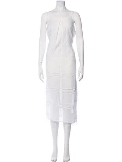 Pre-owned Lemlem Scoop Neck Long Dress In White
