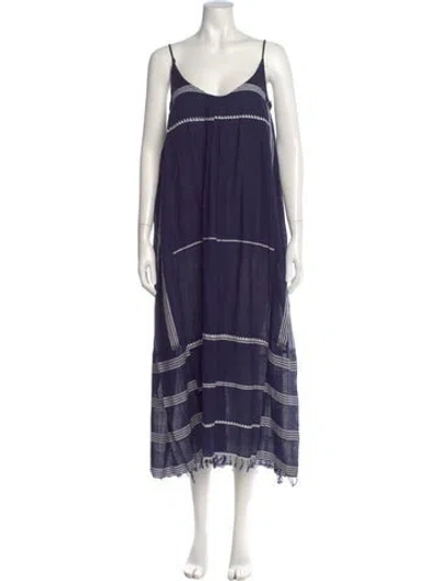 Pre-owned Lemlem Scoop Neck Midi Length Dress In Blue