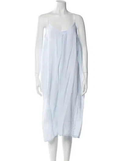 Pre-owned Lemlem Scoop Neck Midi Length Dress In Blue