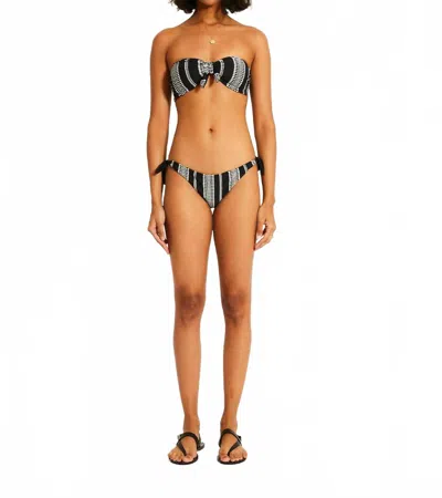 Lemlem Side Tie Bottom In Black And White