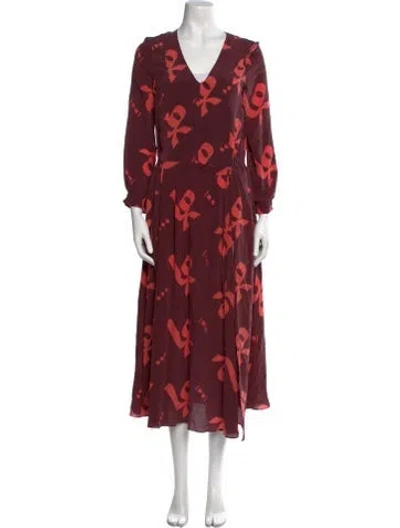 Pre-owned Lemlem Silk Long Dress In Burgundy