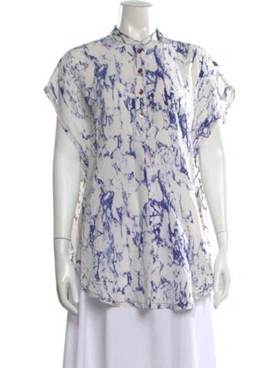 Pre-owned Lemlem Silk Printed Top In White