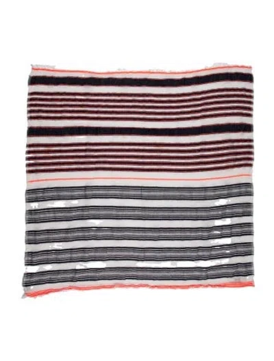 Pre-owned Lemlem Silk Striped Scarf In Blue/orange/white
