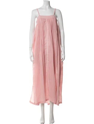 Pre-owned Lemlem Square Neckline Long Dress In Pink