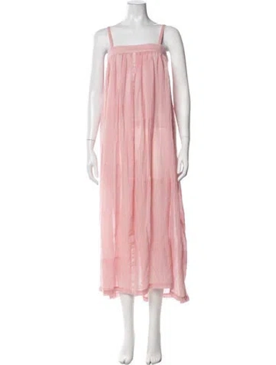 Pre-owned Lemlem Square Neckline Long Dress In Pink