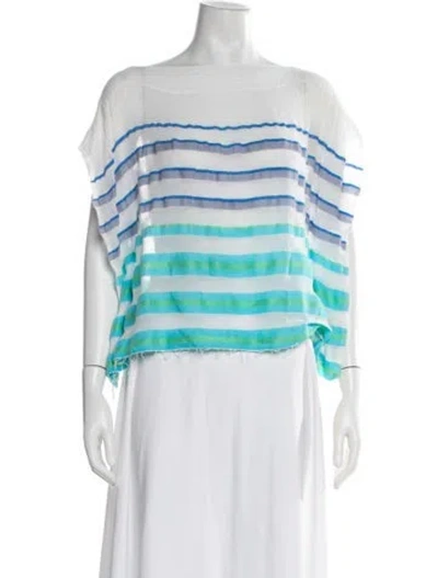 Pre-owned Lemlem Striped Bateau Neckline Top In Blue/white