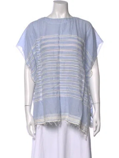 Pre-owned Lemlem Striped Bateau Neckline Tunic In Blue