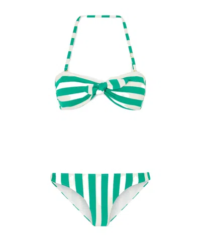 Lemlem Striped Bikini In Green