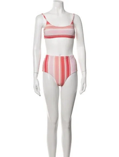 Pre-owned Lemlem Striped Bikini W/ Tags In White