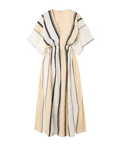 Lemlem Leila Striped Cotton Midi Dress In White
