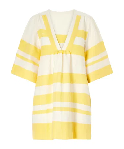 Lemlem Belkis Striped Cotton Kaftan In Yellow