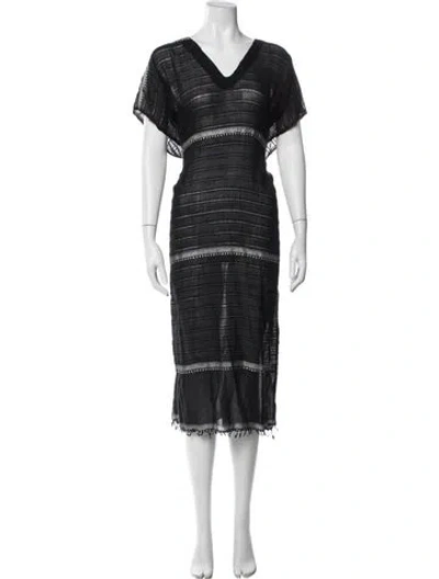 Pre-owned Lemlem Striped Cover-up In Black/metallic