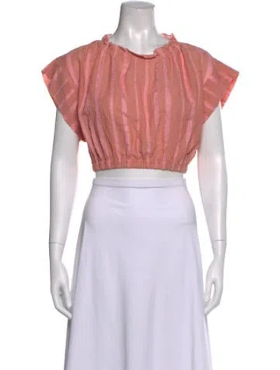 Pre-owned Lemlem Striped Crew Neck Crop Top In Pink