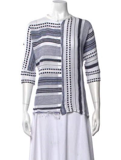Pre-owned Lemlem Striped Crew Neck Top In Blue/white