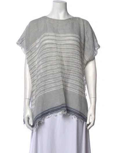 Pre-owned Lemlem Striped Crew Neck Top In Grey