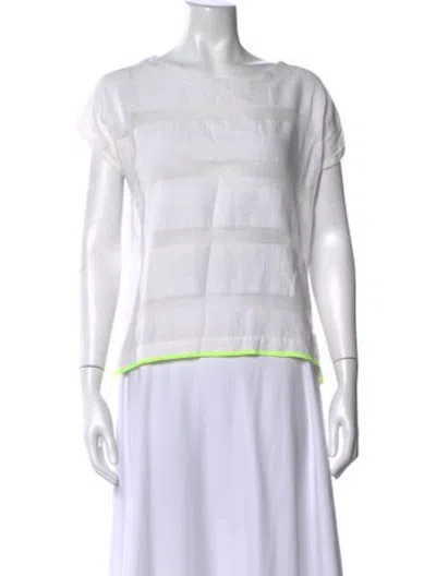 Pre-owned Lemlem Striped Crew Neck Top In White