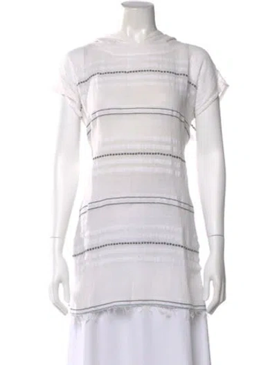 Pre-owned Lemlem Striped Crew Neck Tunic In White