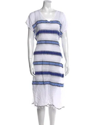 Pre-owned Lemlem Striped Knee-length Dress In White
