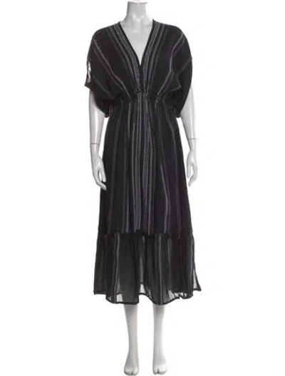 Pre-owned Lemlem Striped Long Dress In Black
