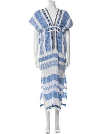 Pre-owned Lemlem Striped Long Dress In Blue