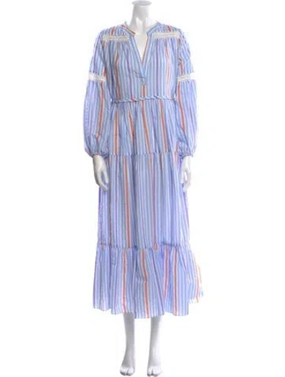 Pre-owned Lemlem Striped Long Dress In Blue
