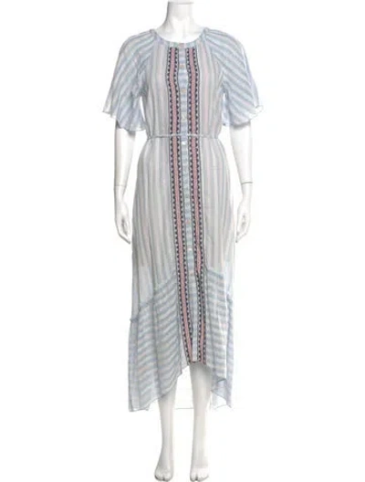 Pre-owned Lemlem Striped Long Dress In Blue
