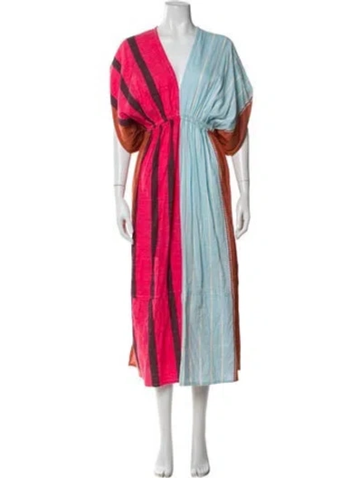 Pre-owned Lemlem Striped Long Dress In Blue