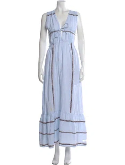 Pre-owned Lemlem Striped Long Dress In Blue